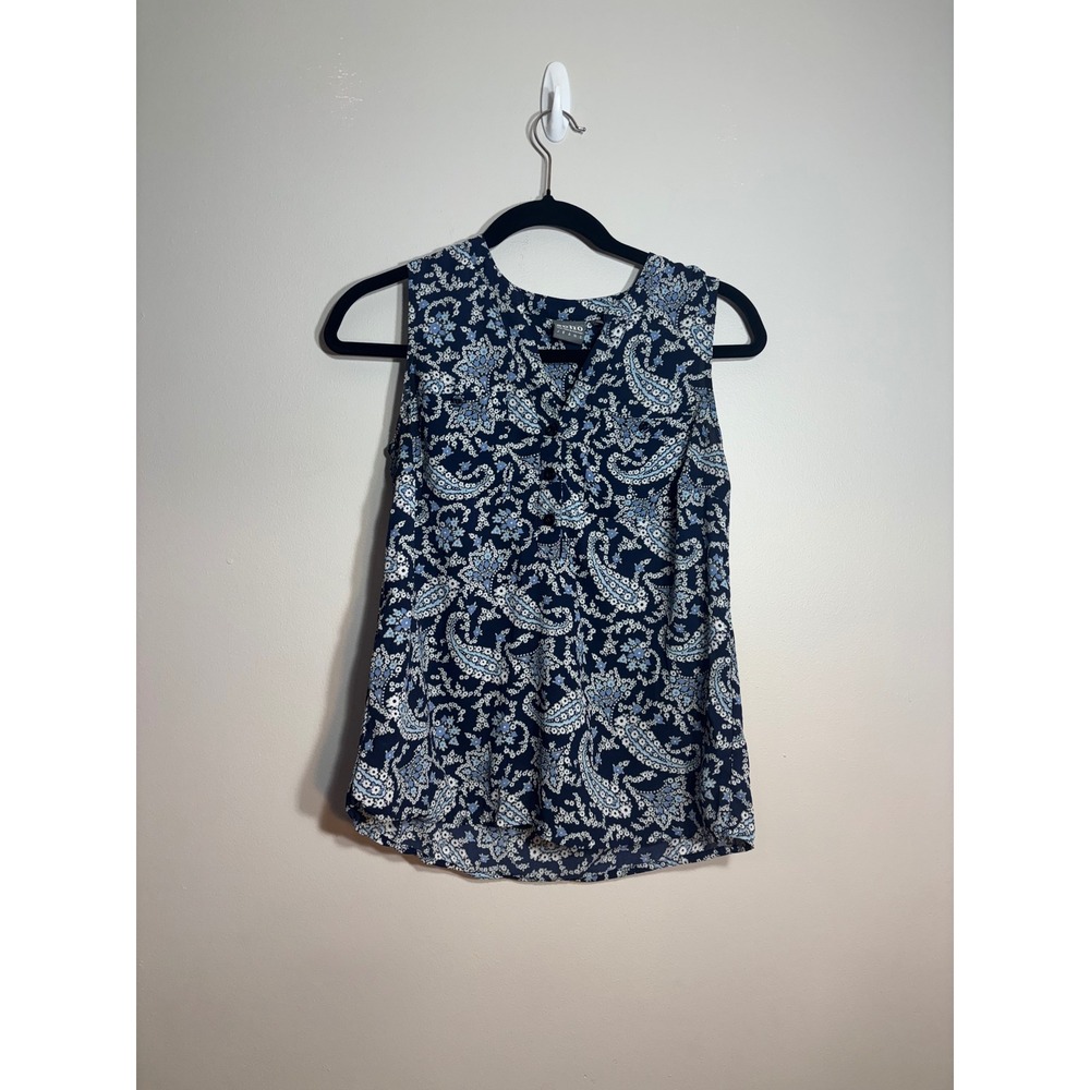 Soho New York & Company Jeans‎ Navy Blue Paisley Floral Sleeveless Blouse XS